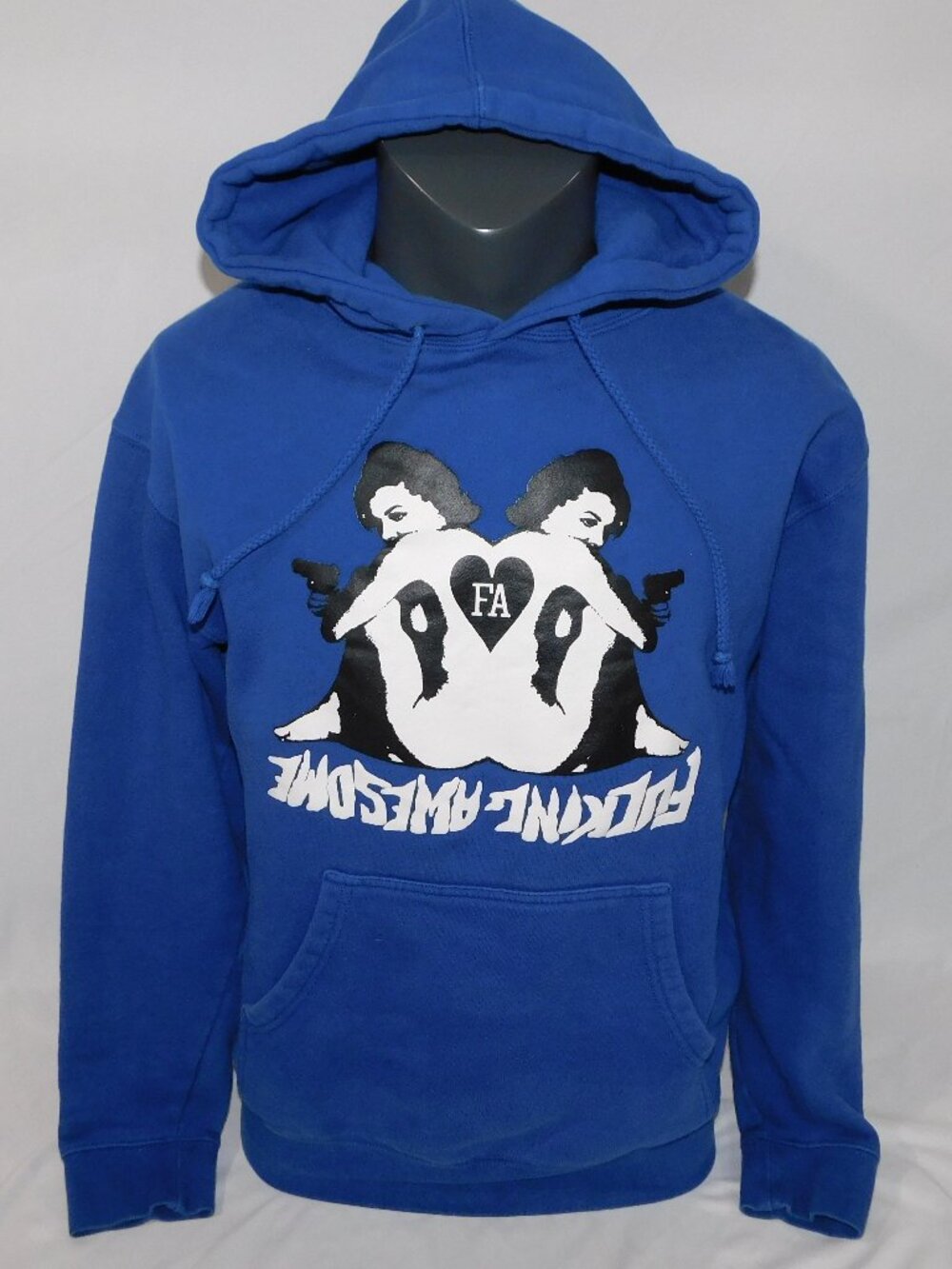 FA Fucking Awesome Blue Cards Graphic Girls Guns Pullover Hoodie Mens M Skate